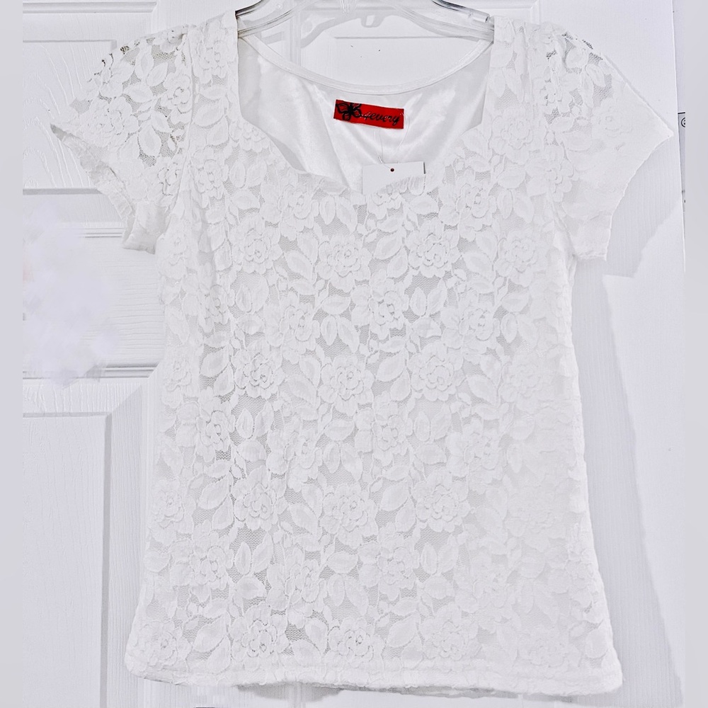 Hime Gyaru Ryosan J-fashion White Lace Floral Top